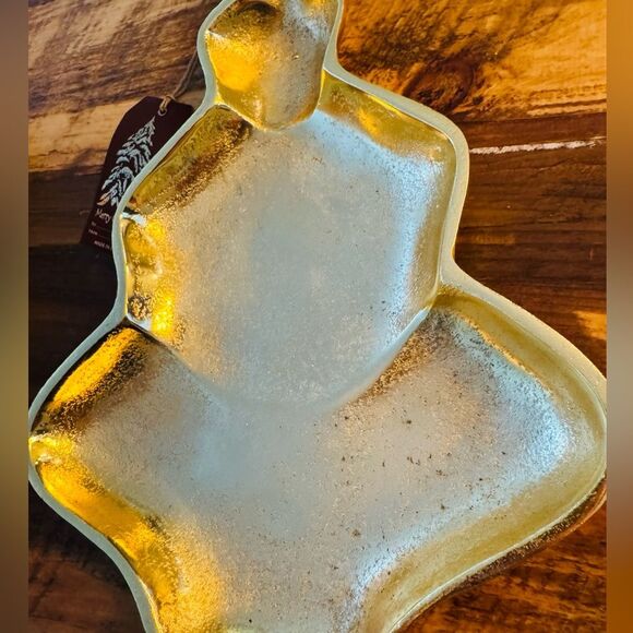 Gold Christmas tree platter/cookie tray/charcuterie board NWT made in India - Picture 2 of 9